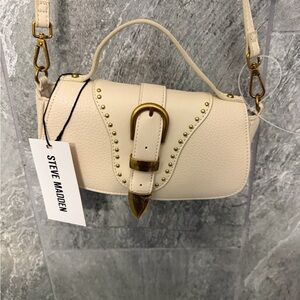 NWT Steve Madden Boho Mini Bag in Cream with Gold Accents